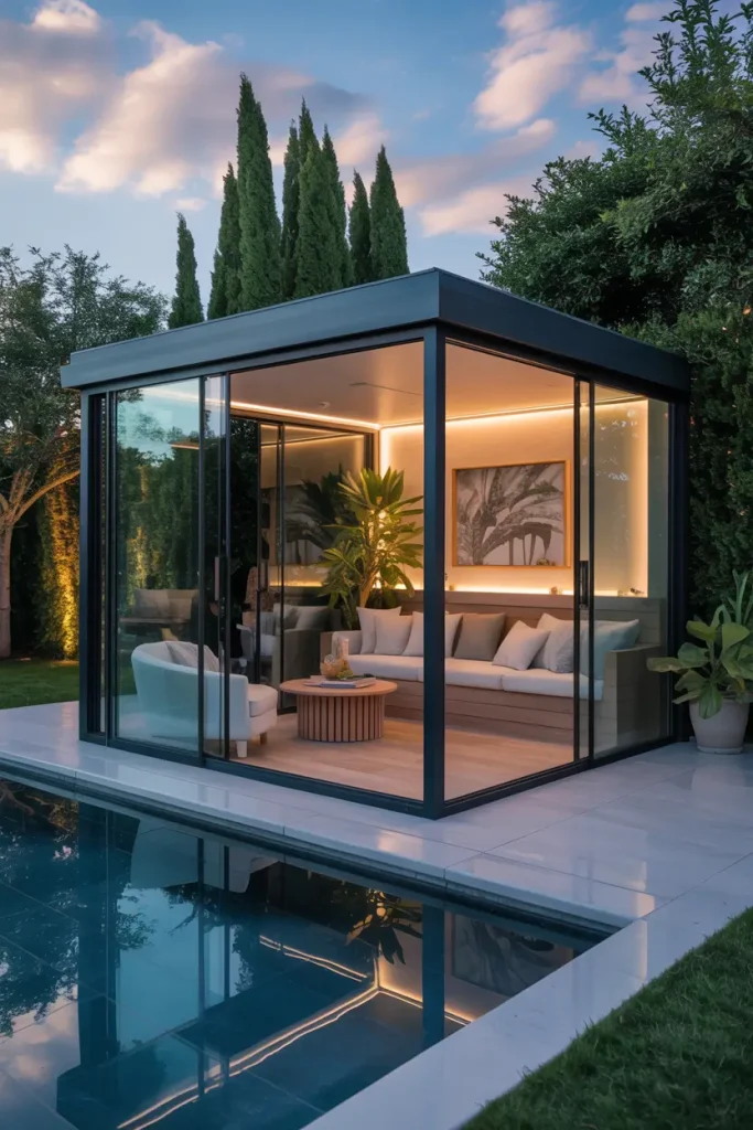 Glass-Enclosed Backyard Spa Room