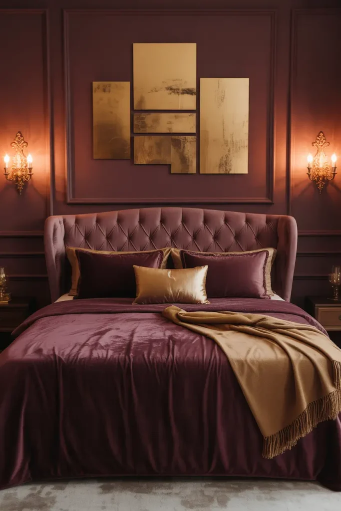 Gold Wall Art on Deep Red Backgrounds