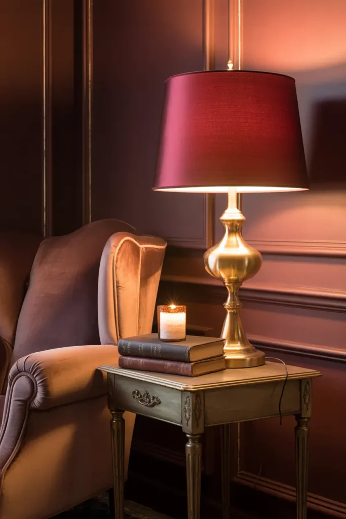 Gold and Burgundy Lamps for a Warm Glow
