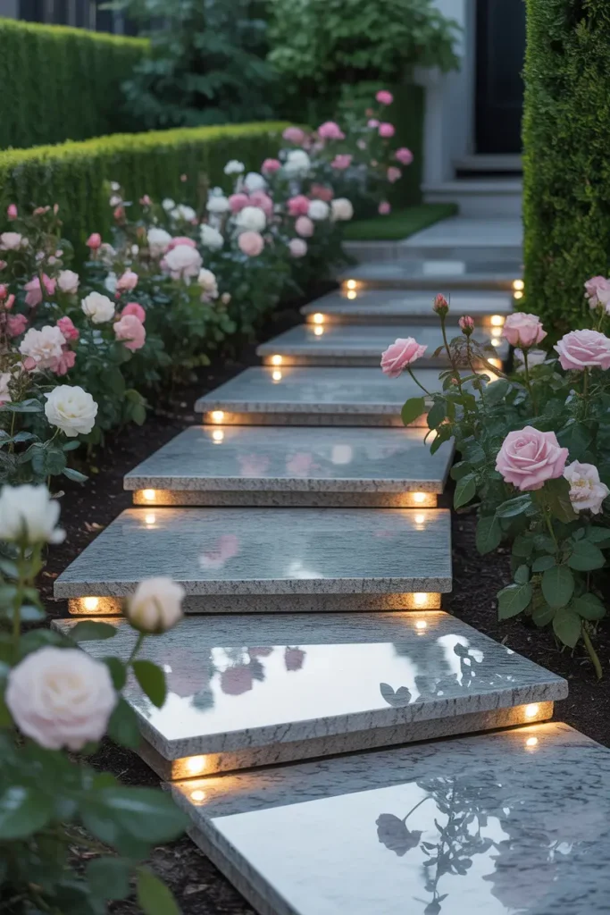 Granite Edged Flowerbed Path