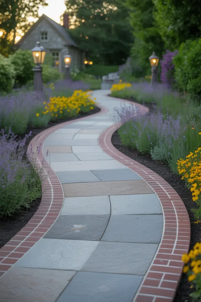 Granite Pavers With Brick Borders