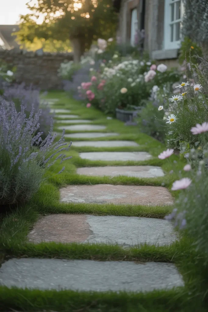 Granite Walkways With Grass Joints
