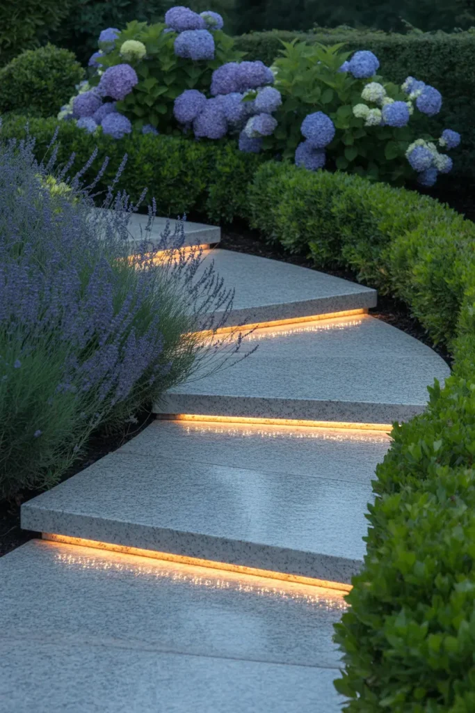 Granite Walkways With Lighting Accents