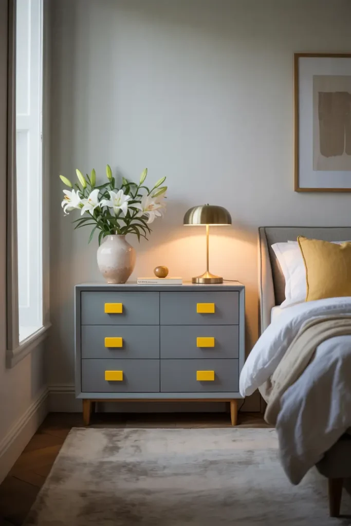 Grey Dressers with Yellow Hardware or Trim