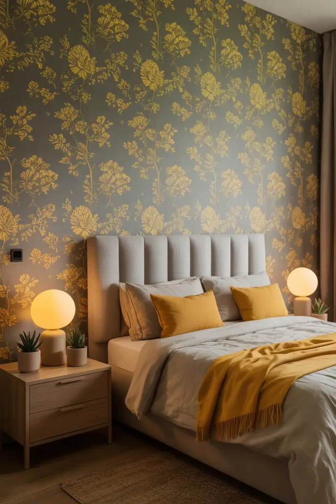 Grey and Yellow Wallpaper for a Statement Wall