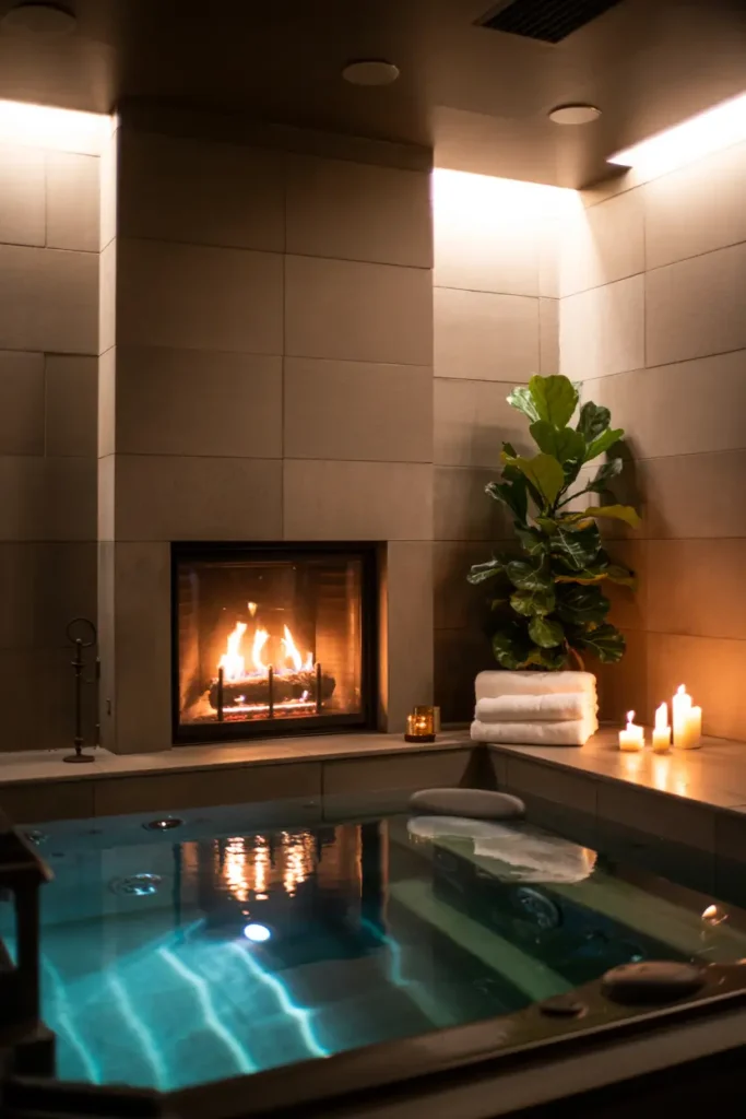 Hot Tub Room with Fireplace