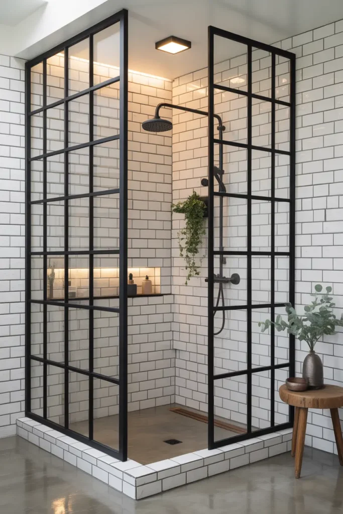 Industrial-Style Black Framed Shower