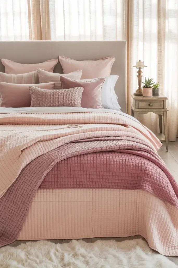 Layered Bedding in Multiple Pink Tones