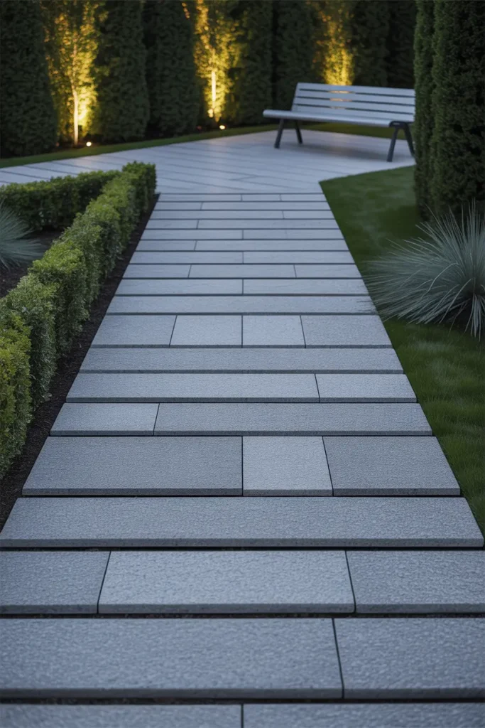 Minimalist Straight-Line Granite Path