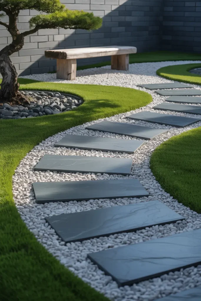 Mix Turf With Natural Stone for Balance