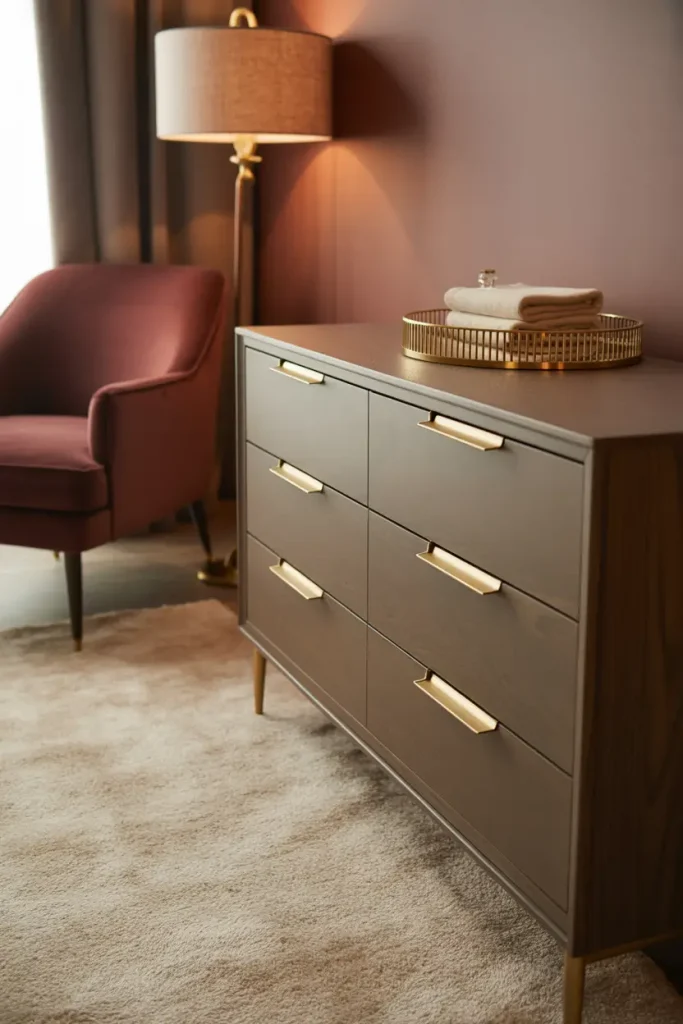 Mix and Match Burgundy Furniture with Gold Decor