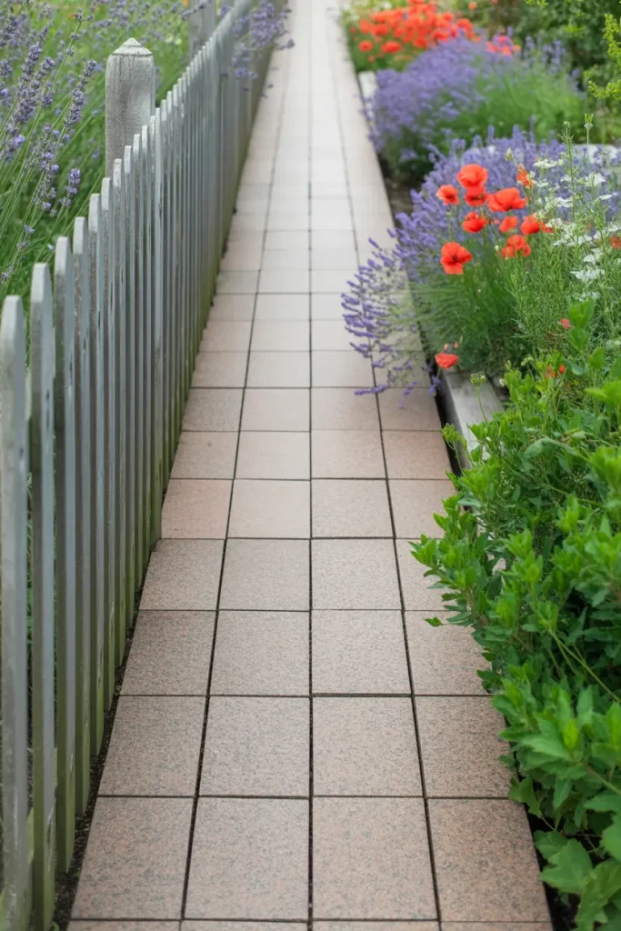 Narrow Walkway With Uniform Granite Tiles