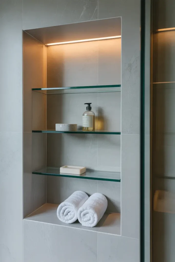 Niches with Clear Glass Shelves