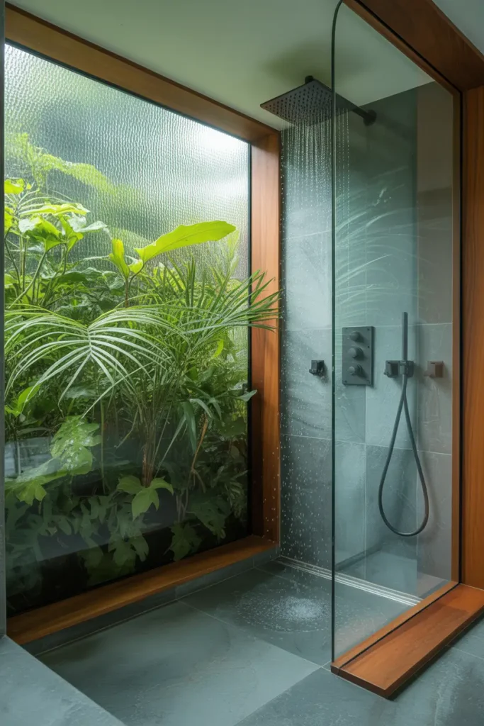 Open Shower Concept With Garden View