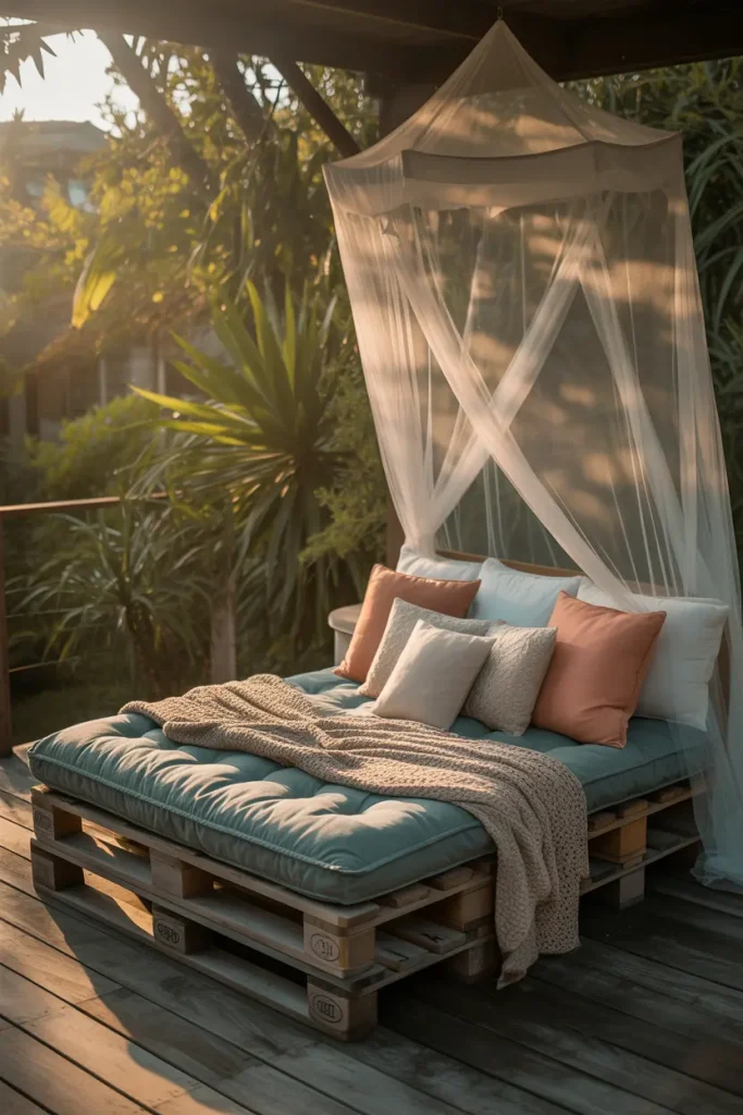 Outdoor Pallet Bed on the Porch or Deck