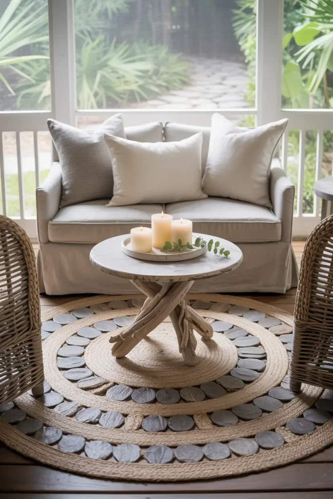 Outdoor Rug and Coffee Table Setup