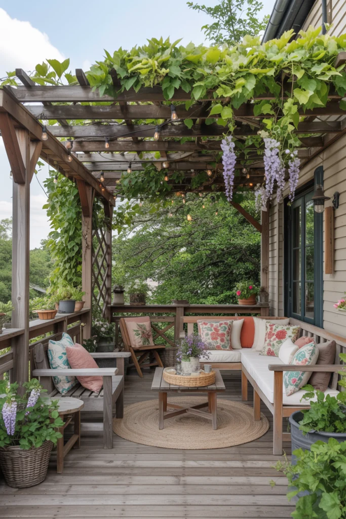 Overhead Trellis with Climbing Vines