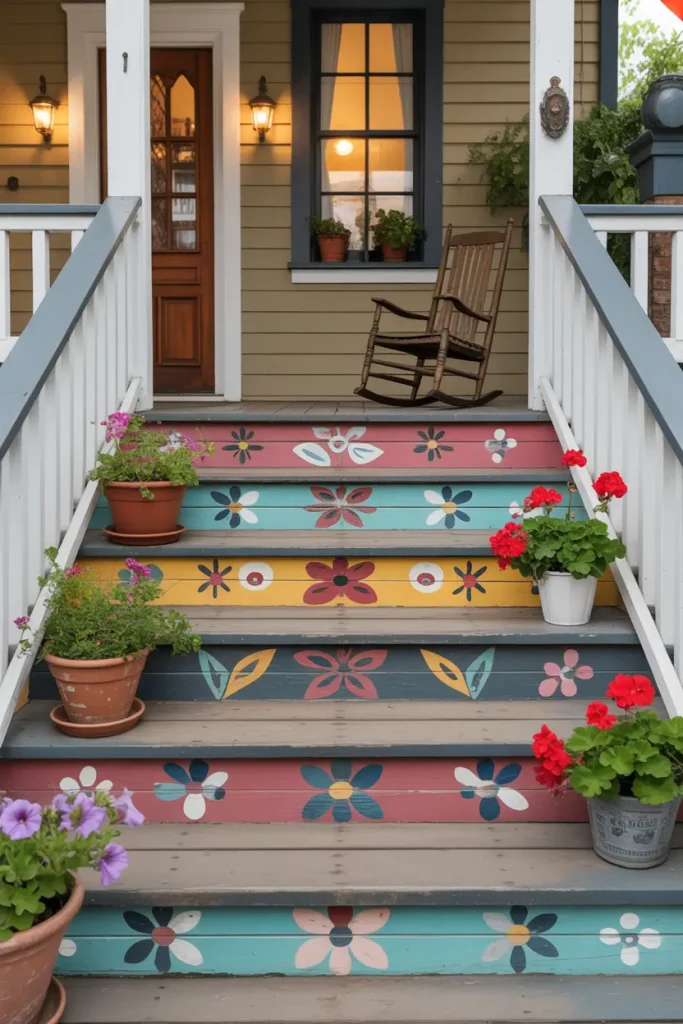 Painted Stairs With Bold Personality
