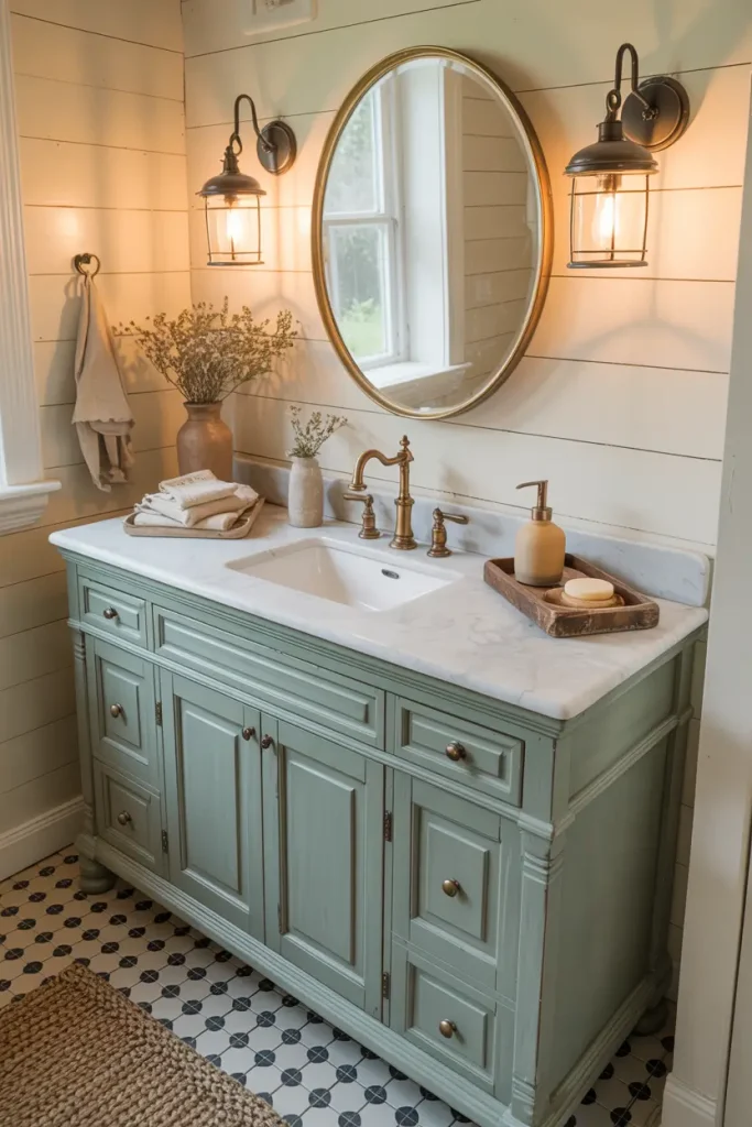 Painted Vanities in Soft Farm Colors