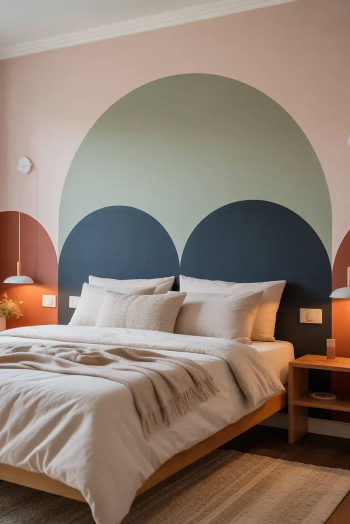 Painted Wall Designs as Faux Headboards