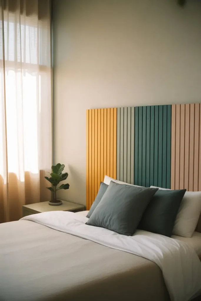 Painted Wooden Slats with Color Blocks