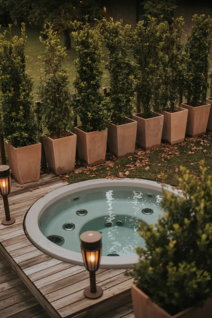 Place Tall Planters with Bushy Plants
