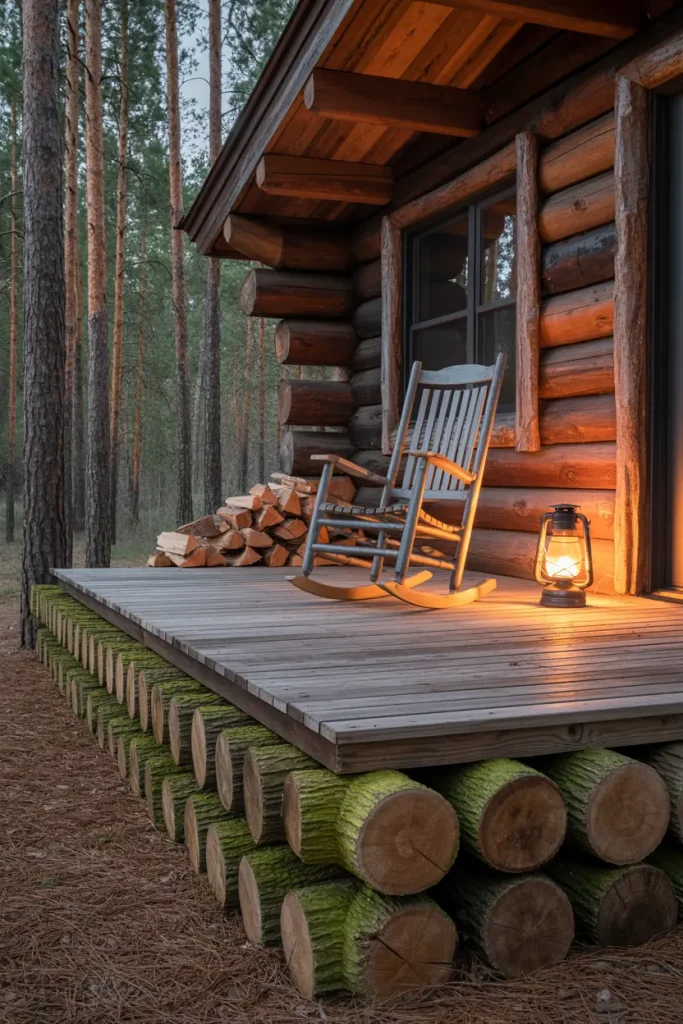 Rustic Log Skirting for a Cabin Feel