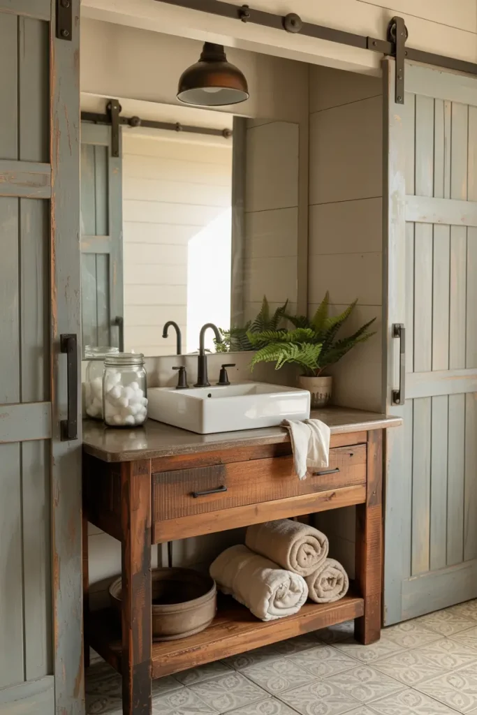 Sliding Barn Doors Below the Sink