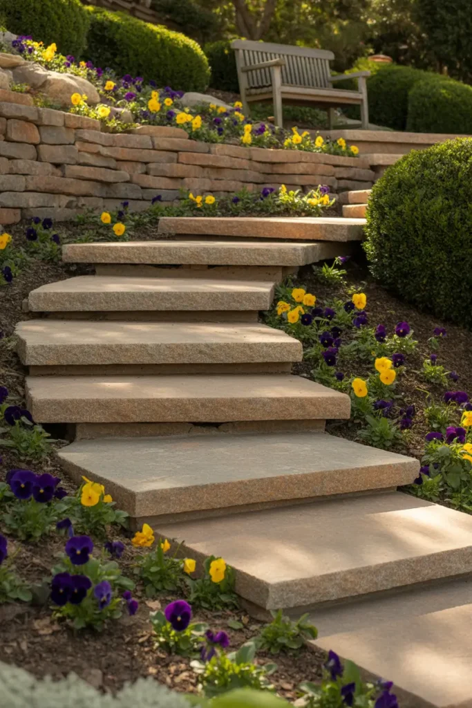 Sloped Granite Walkways for Hillside Yards