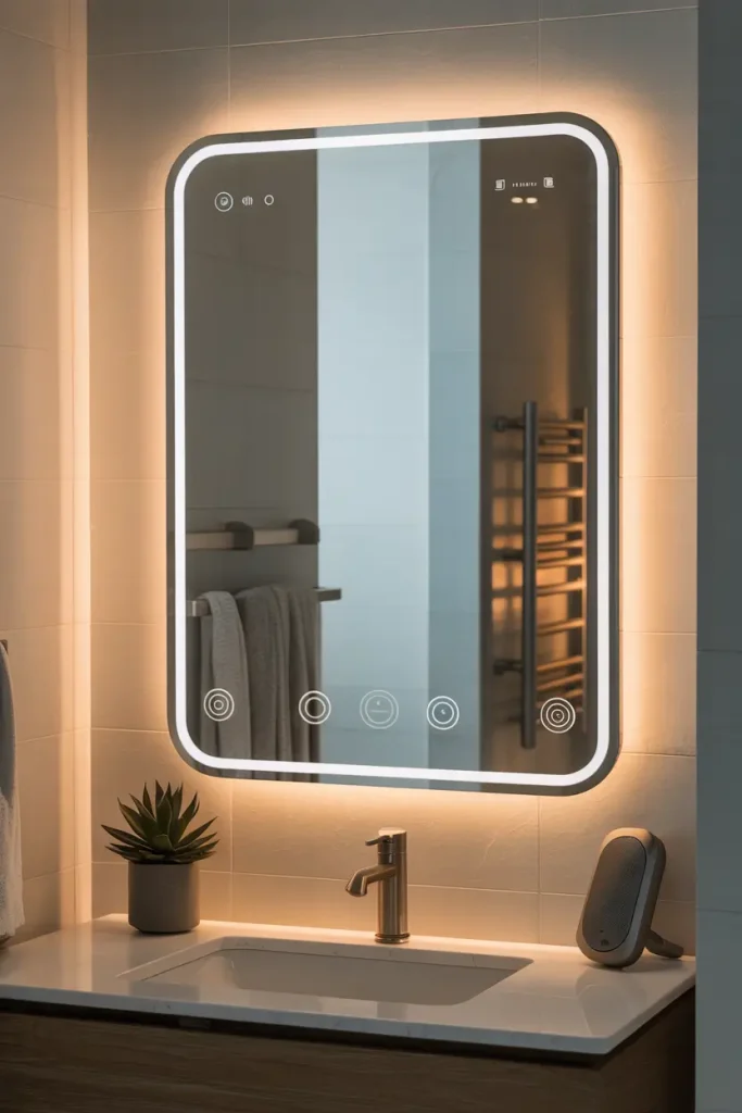 Smart Mirrors with Built-in Brushed Nickel Lighting