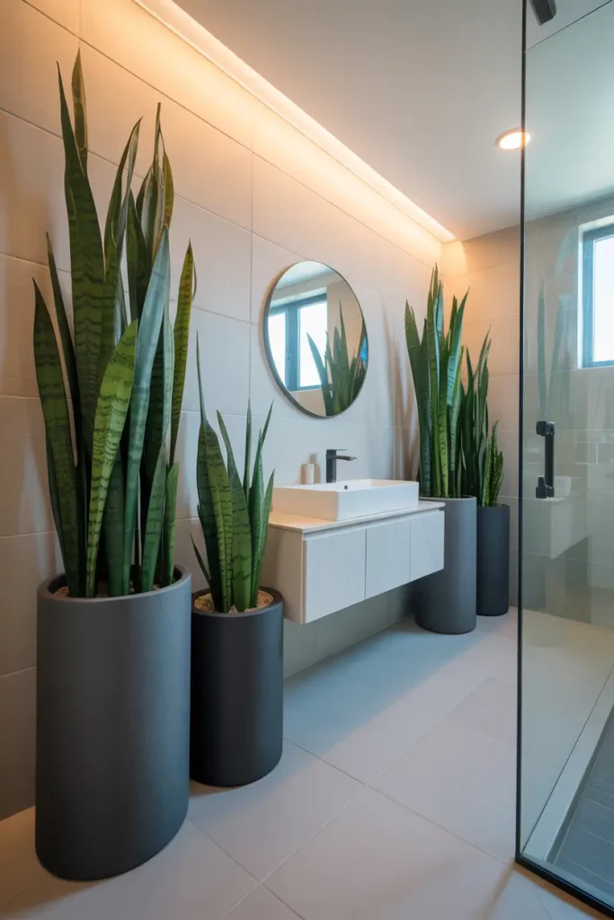 Snake Plants in Tall Planters
