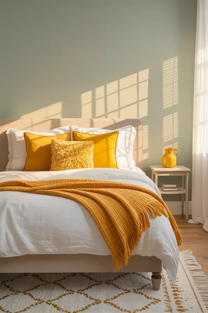 Soft Grey Walls with Sunshine Yellow Accents