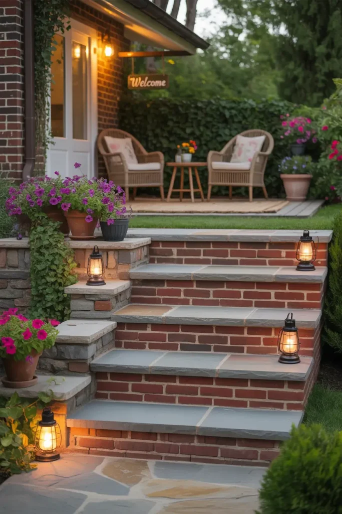 Stone and Brick Blended Staircases