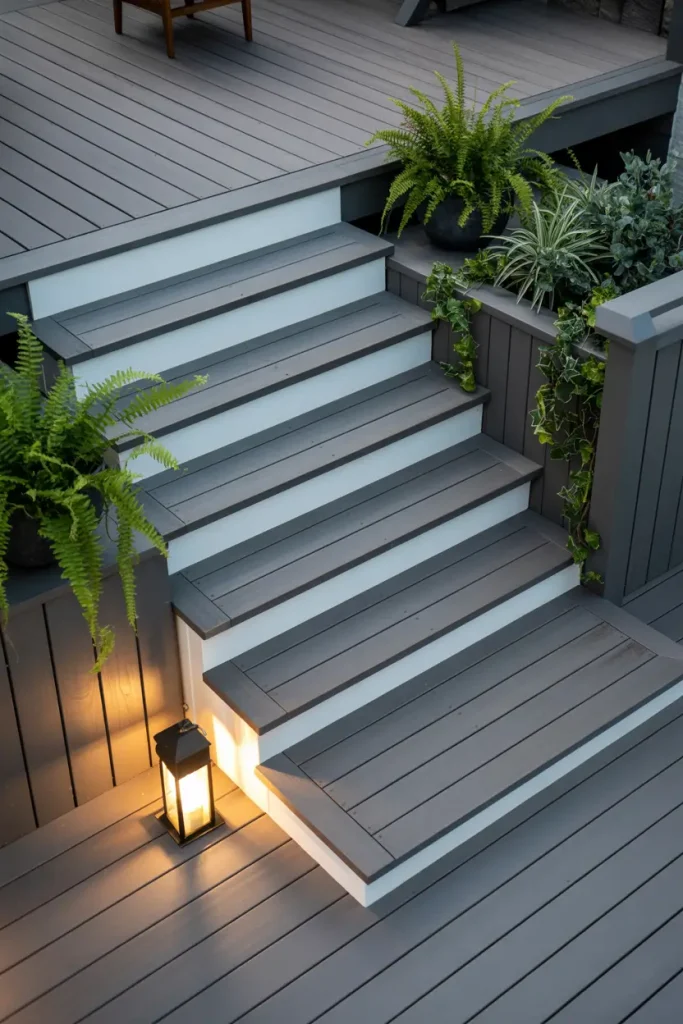 Style the Stairs with Grey and White Accents