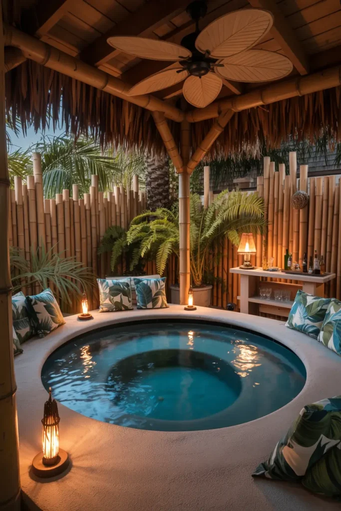 Tiki-Inspired Hot Tub Lounge