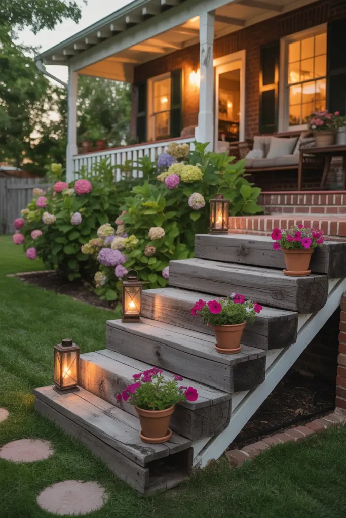 Upcycled Railroad Tie Stairs
