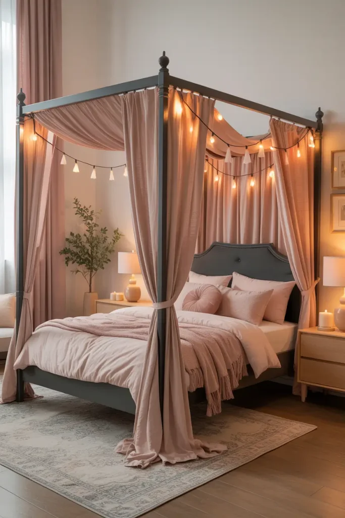 Use Canopy Beds with Pink Drapes