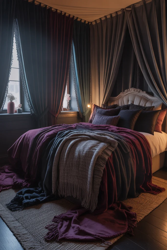 Use Layers of Soft, Moody Fabric Everywhere