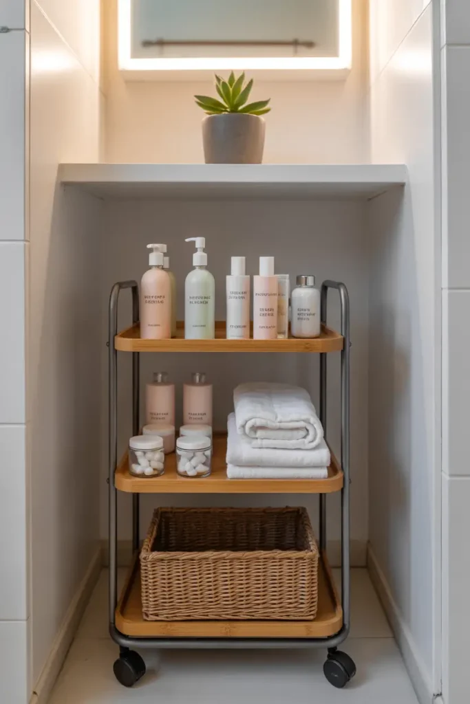 Use a Rolling Cart Inside a Closet Nook