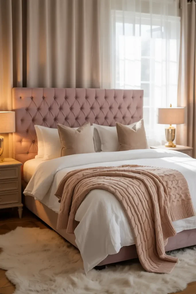 Velvet Headboards in Dusty Pink