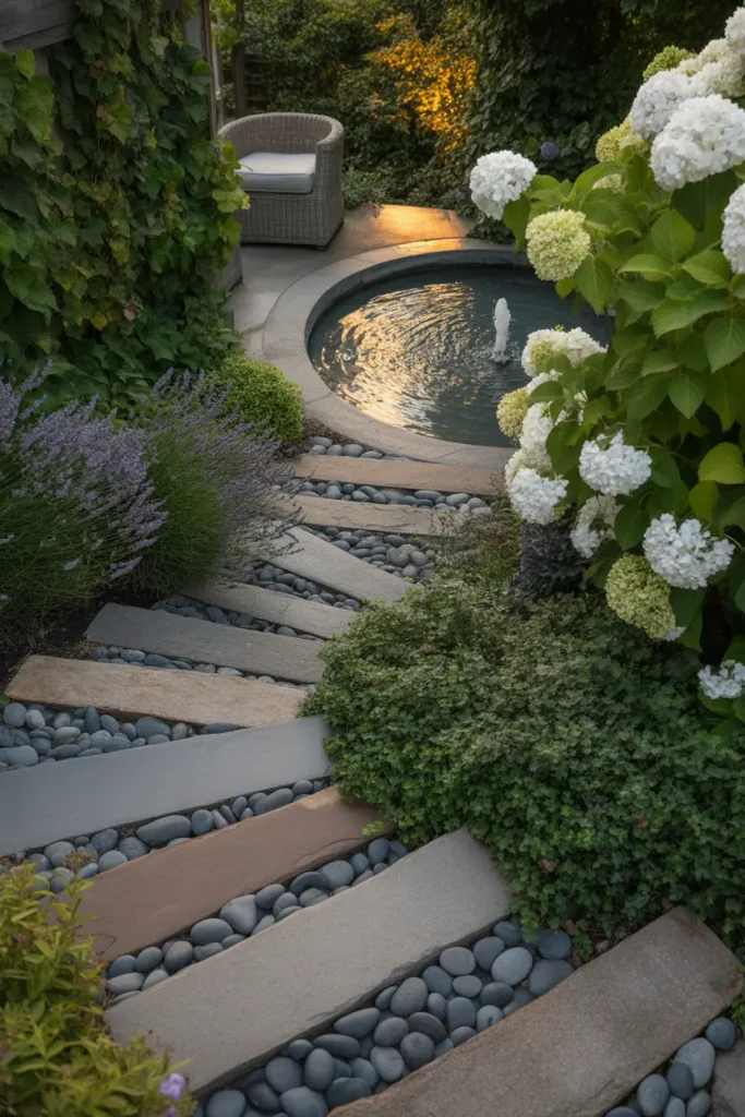 Water-Kissed Steps With Stone Accents