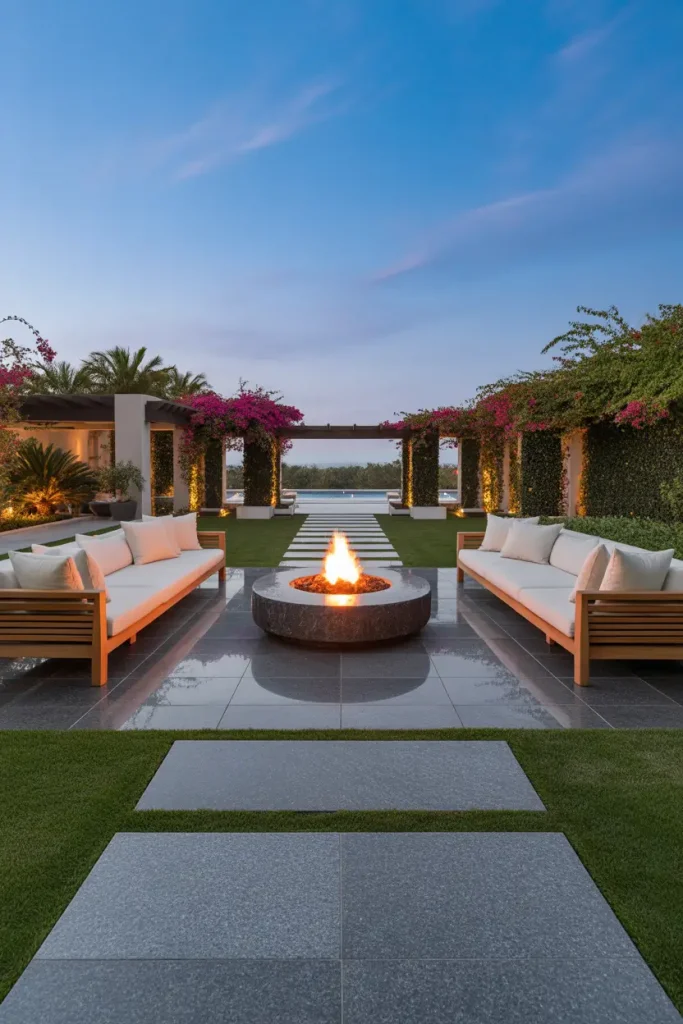 Wide Granite Paths for Entertaining Areas