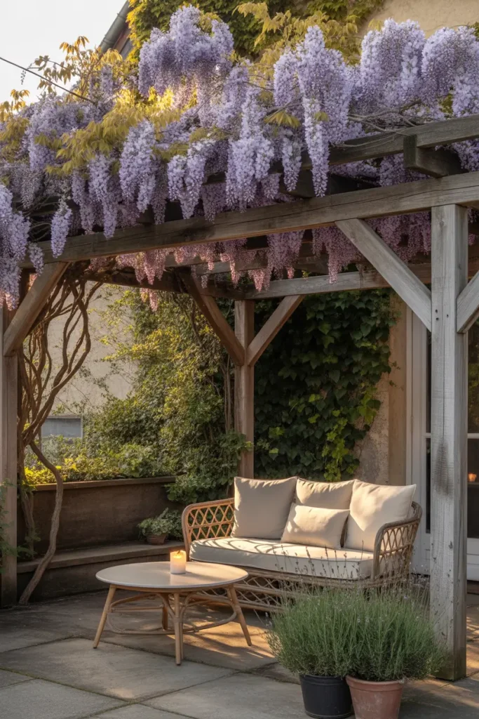 Wooden Pergola With Climbing Plants