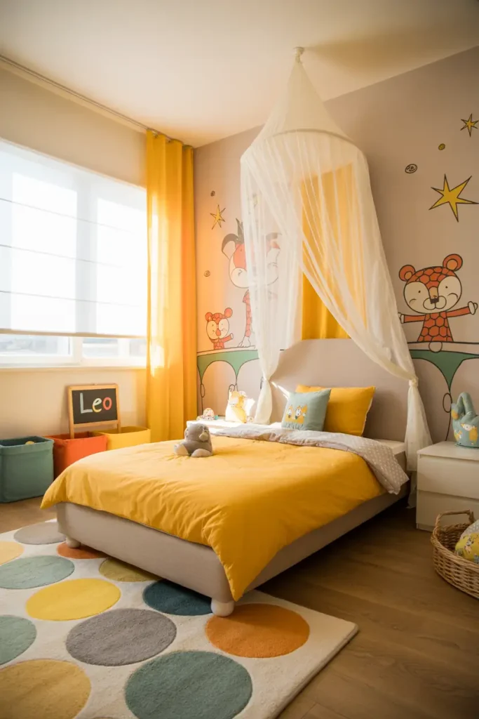 Yellow and Grey Mix in Kids’ Bedrooms