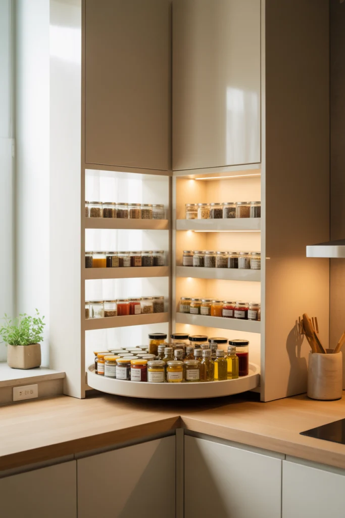 Add a Lazy Susan in Corner Cabinets