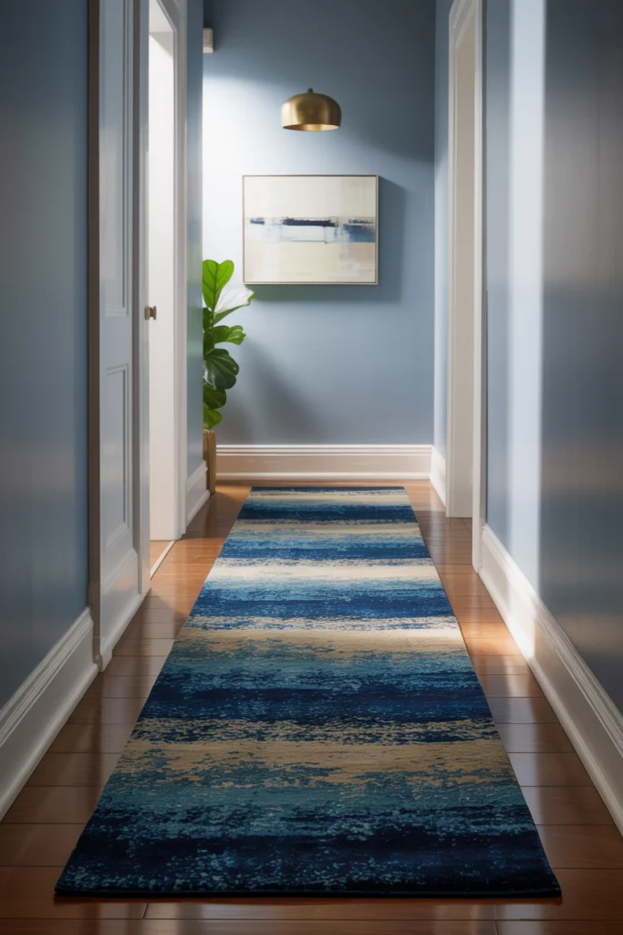 Add a Runner Rug in Blue Tones