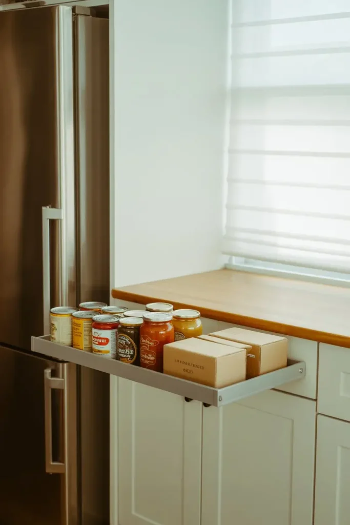 Add a Slim Rolling Shelf Next to the Fridge