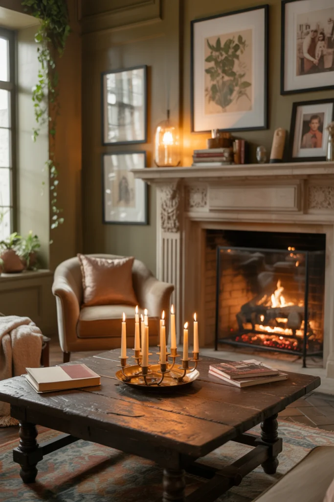 Add personal lighting moments: candles and low lamps