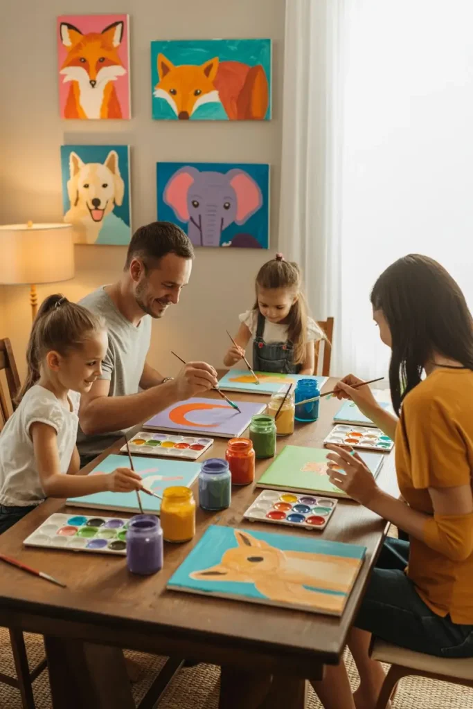 Animal-Themed Family Paint Night