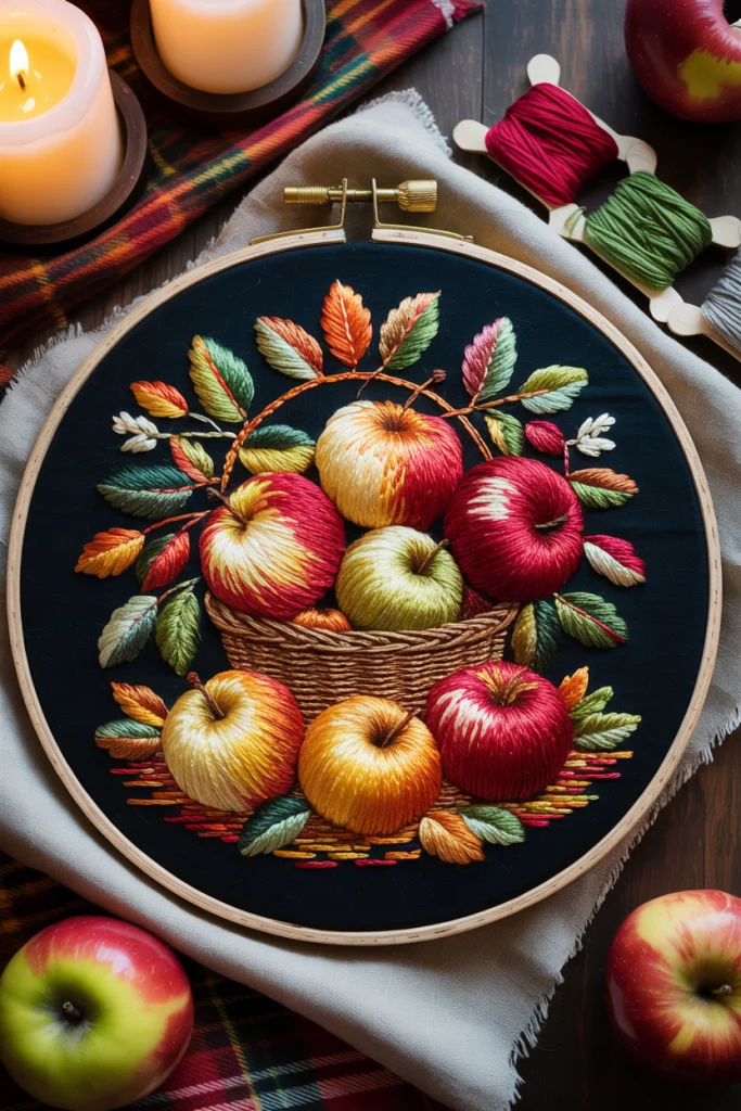 Apple Embroidery for a Harvest Touch